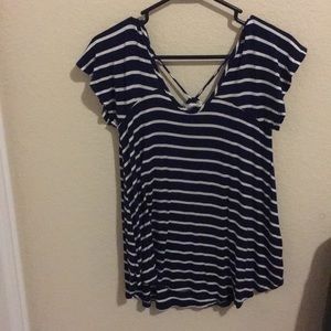 Short sleeve striped blouse